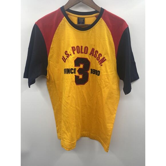 New U.S. POLO ASSN. Yellow Red Blue #3 Short Sleeve Large Tee T Shirt - Picture 2 of 8